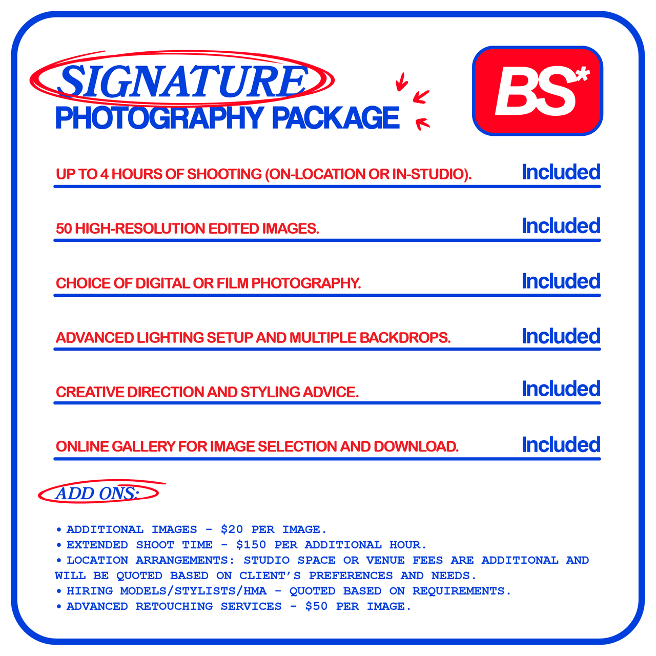 Photography Package: Signature