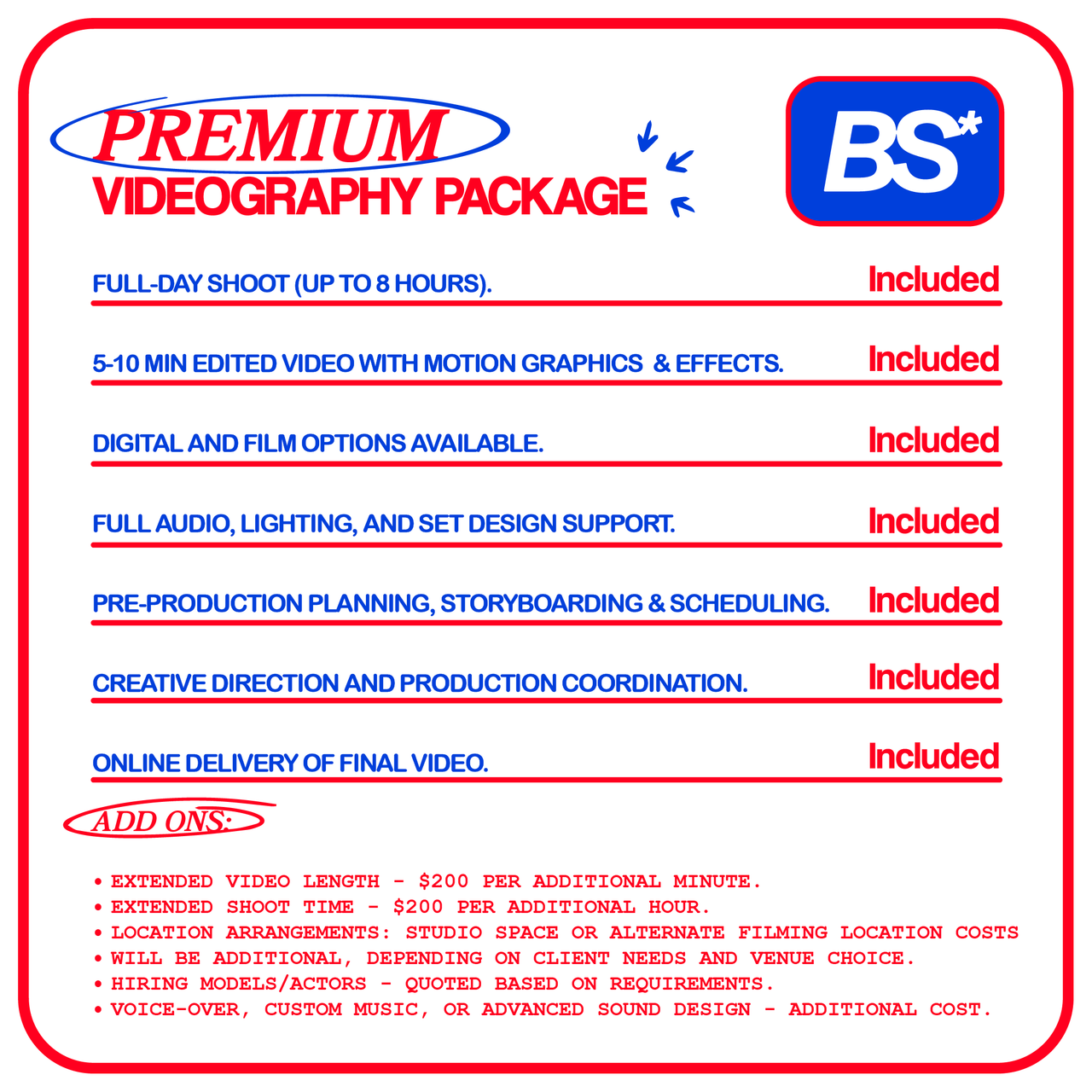 Videography Package: Premium